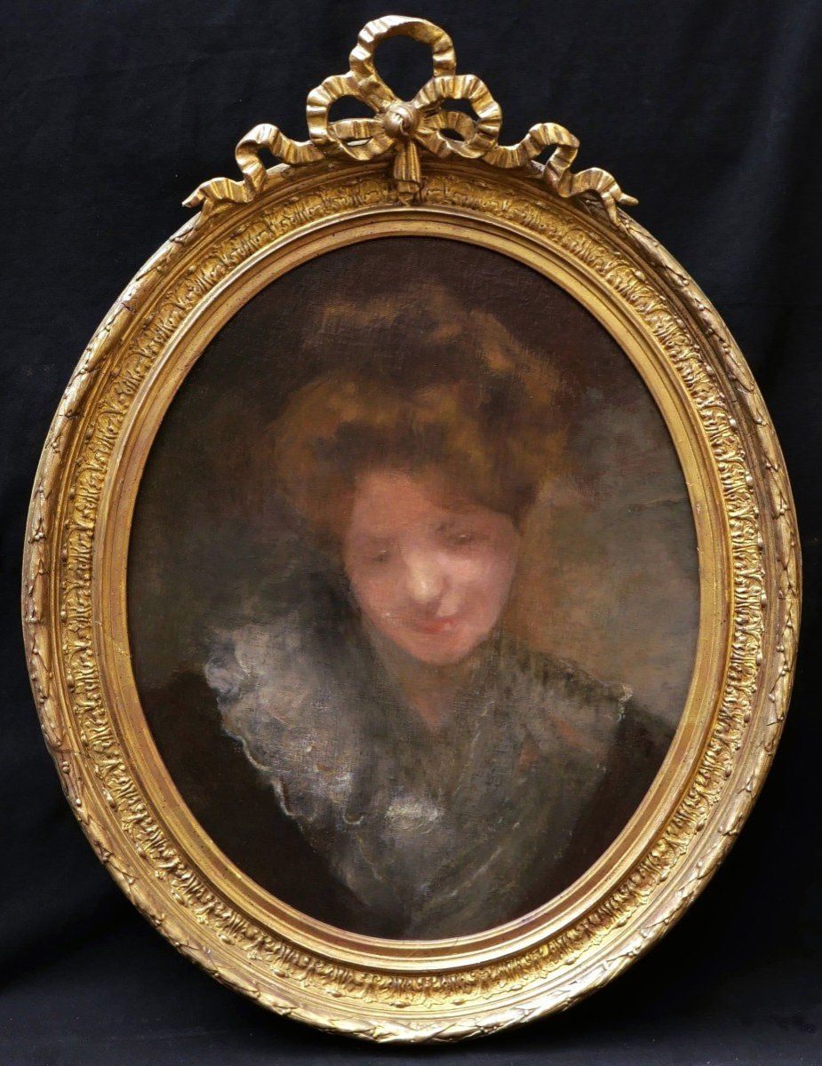 Armand BERTON, Portrait de femme les yeux baissés