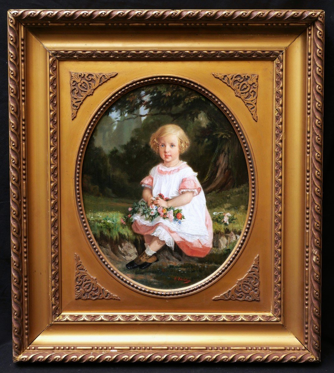 Timoléon Marie LOBRICHON, Portrait de petite fille blonde aux yeux bleus-photo-1