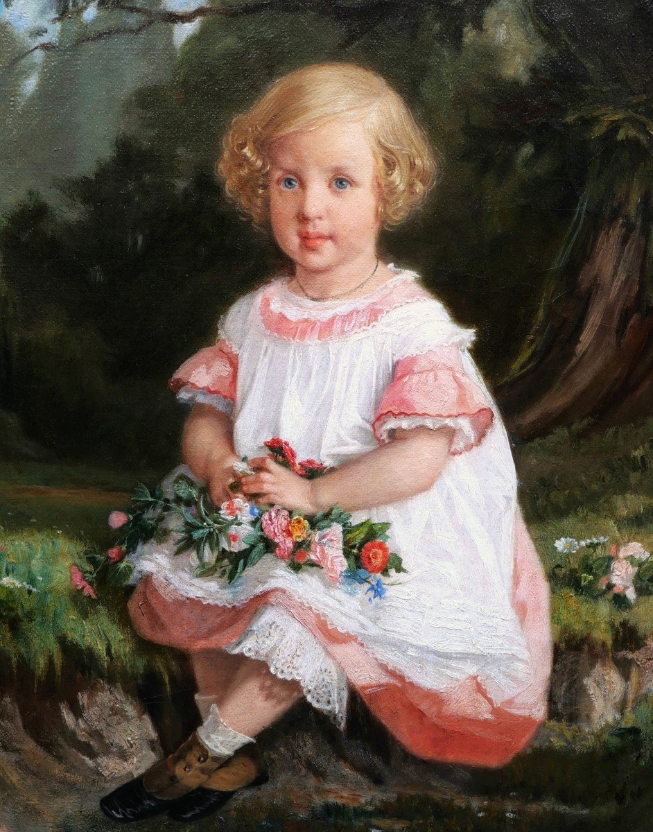 Timoléon Marie LOBRICHON, Portrait de petite fille blonde aux yeux bleus
