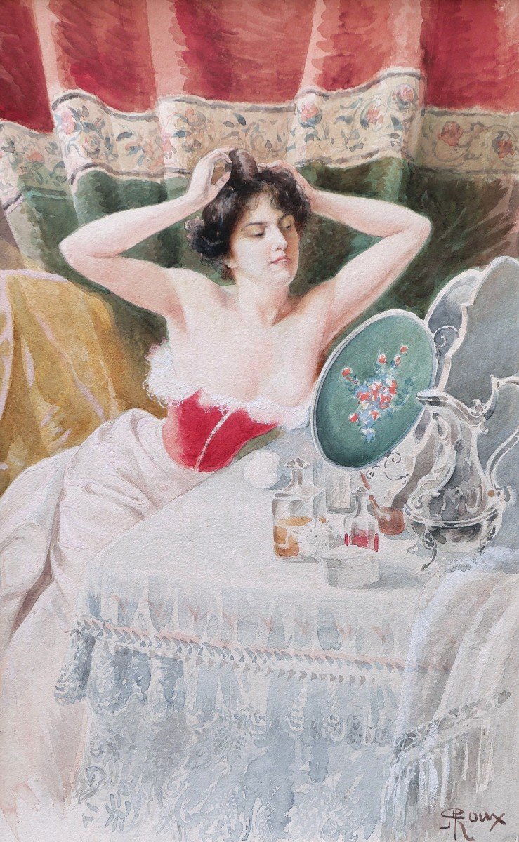 Alexandre-georges Roux, Known As Georges Roux, Woman In Negligee Combing Her Hair