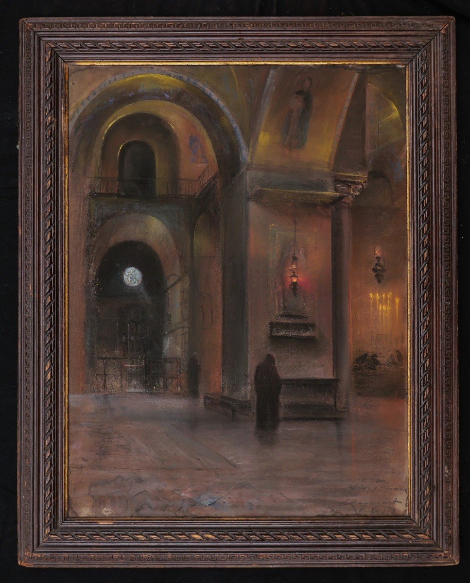 émile Cagniart, Lively Interior Of Saint Mark's Basilica In Venice-photo-2