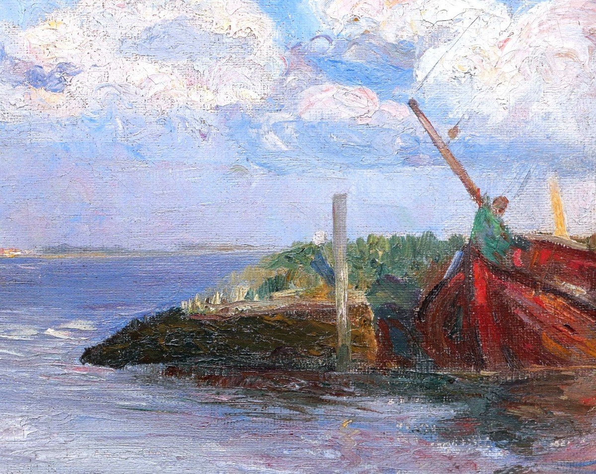 Maurits Joseph Niekerk, Maritime Landscape In Holland Or Belgium-photo-2