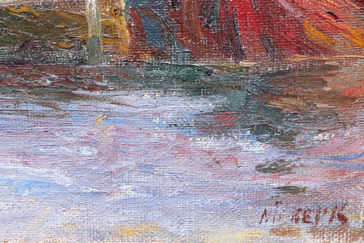 Maurits Joseph Niekerk, Maritime Landscape In Holland Or Belgium-photo-3