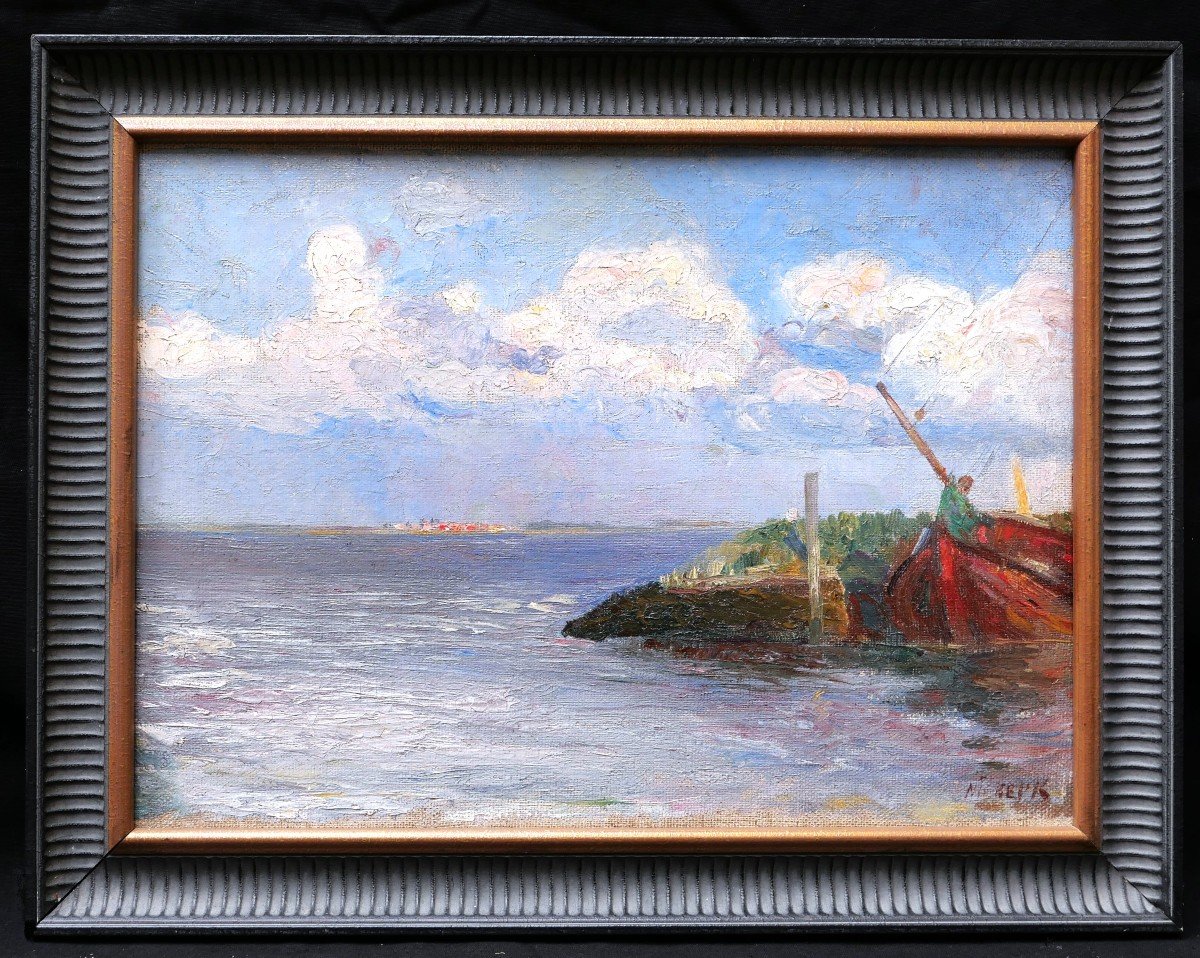 Maurits Joseph Niekerk, Maritime Landscape In Holland Or Belgium-photo-4