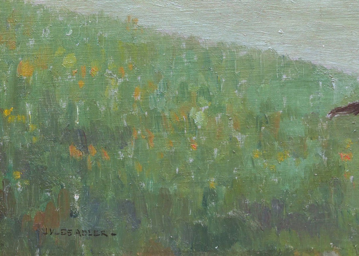 Jules ADLER, Paysage vallonné aux corbeaux, sans doute en Franche-Comté-photo-3