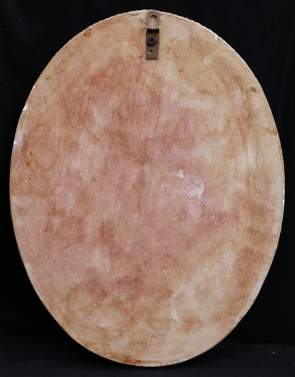 Lodovico And Renzo Cupioli, Oval Scagliola Plaque Decorated With A Flower Vase-photo-1