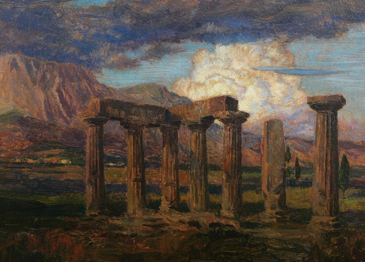 Marie Auguste Émile René MÉNARD, Le Temple d'Apollon à Corinthe, Grèce-photo-2