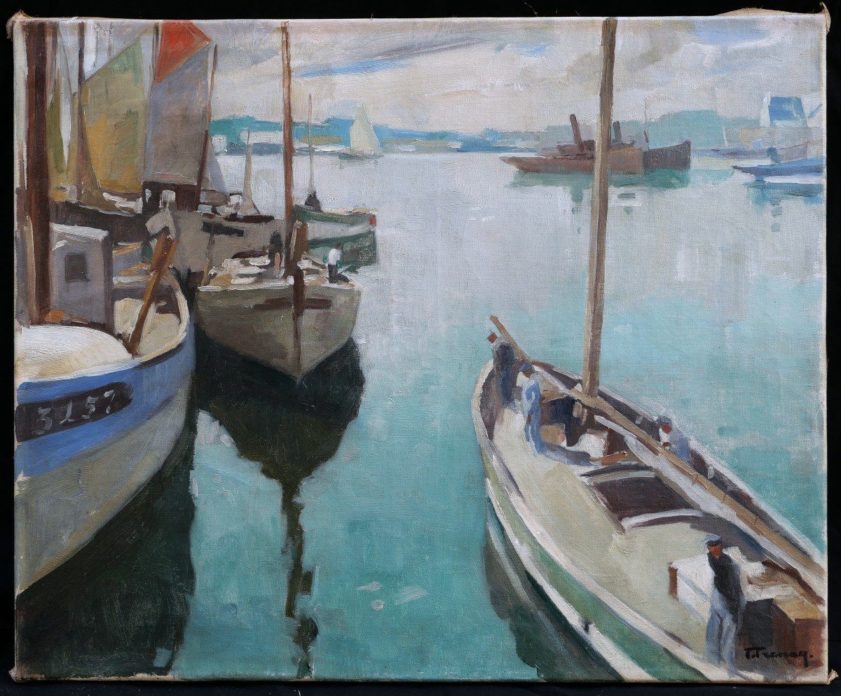 François Frenay, Boats In The Harbor Of Brest-photo-3