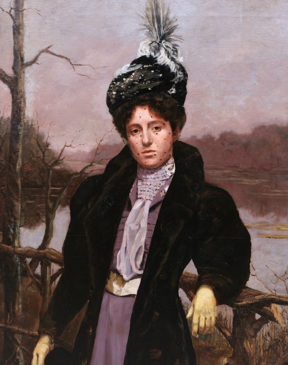 Henri Dereine, Portrait Of Marguerite Steurs, Wife Of The Artist (large Format)-photo-2