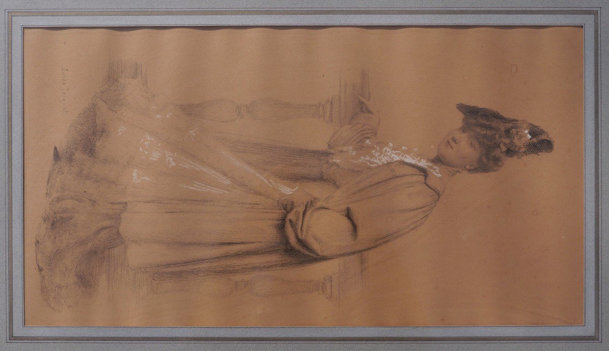Jules Octave TRIQUET, Élégante appuyée à une balustrade-photo-1