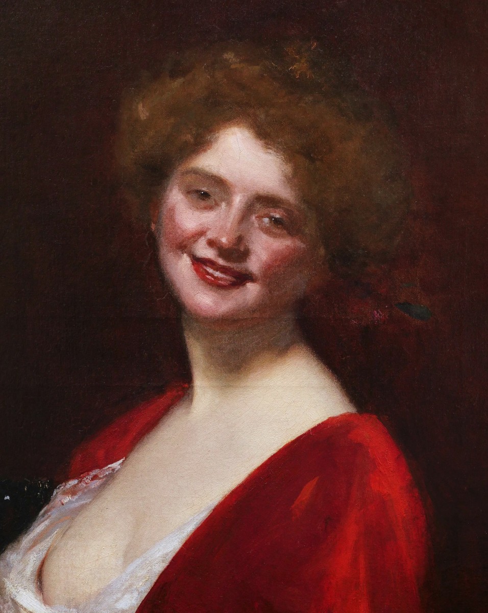 Charles Émile Auguste DURAND, dit CAROLUS-DURAN, Portrait de jeune femme souriant en décolleté-photo-2
