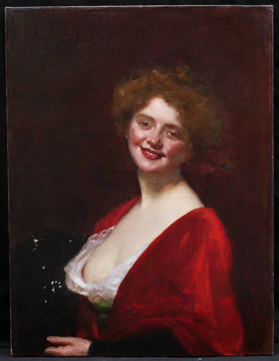 Charles Émile Auguste DURAND, dit CAROLUS-DURAN, Portrait de jeune femme souriant en décolleté-photo-2