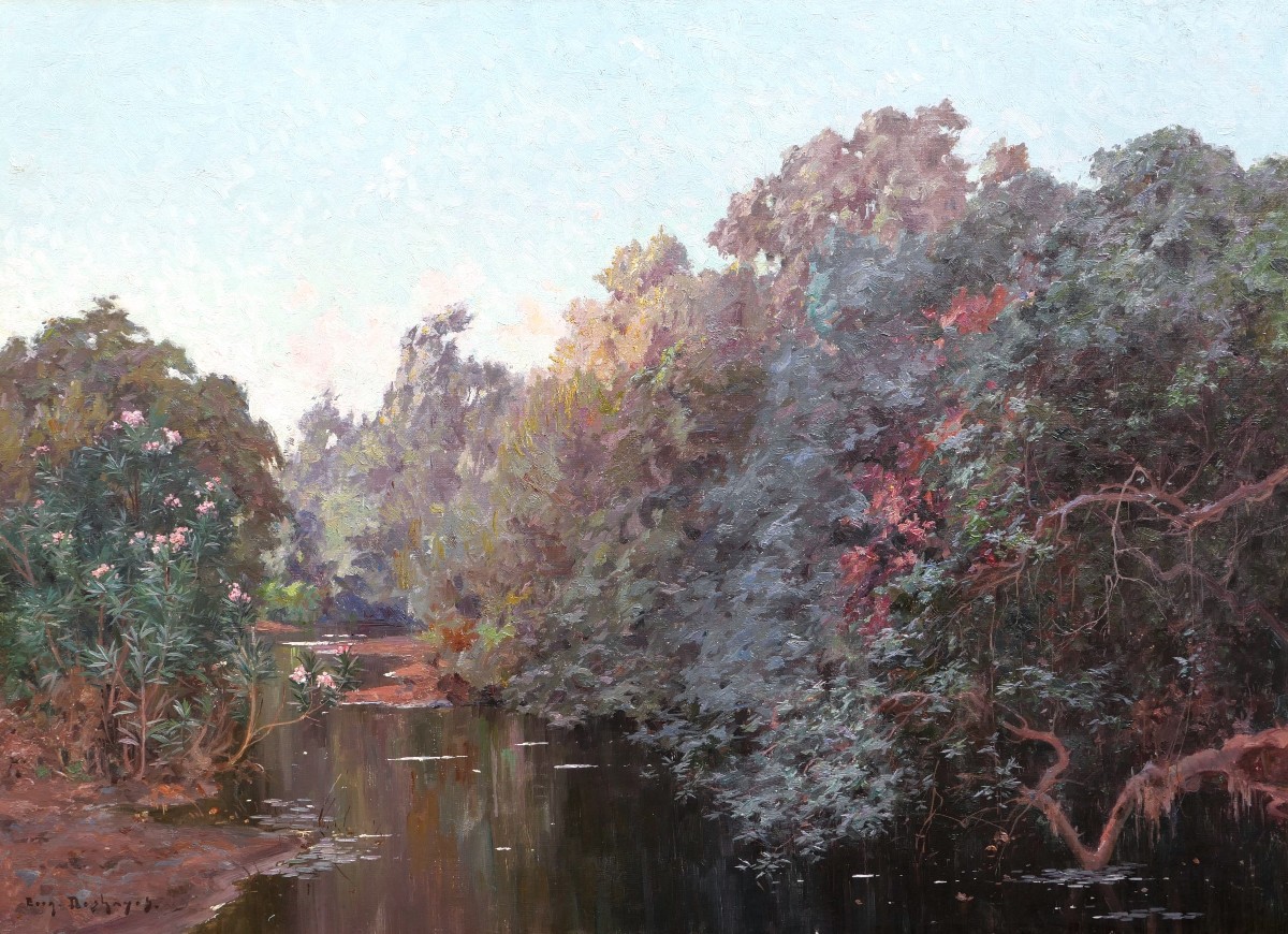 Eugène François Adolphe Deshayes, River In Algeria