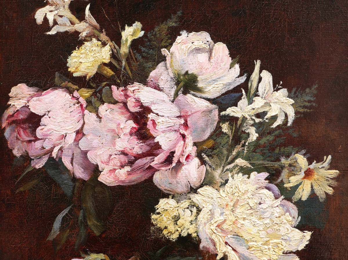 Charles Auguste DURAND de NEUVILLE, Nature morte au vase de fleurs-photo-3