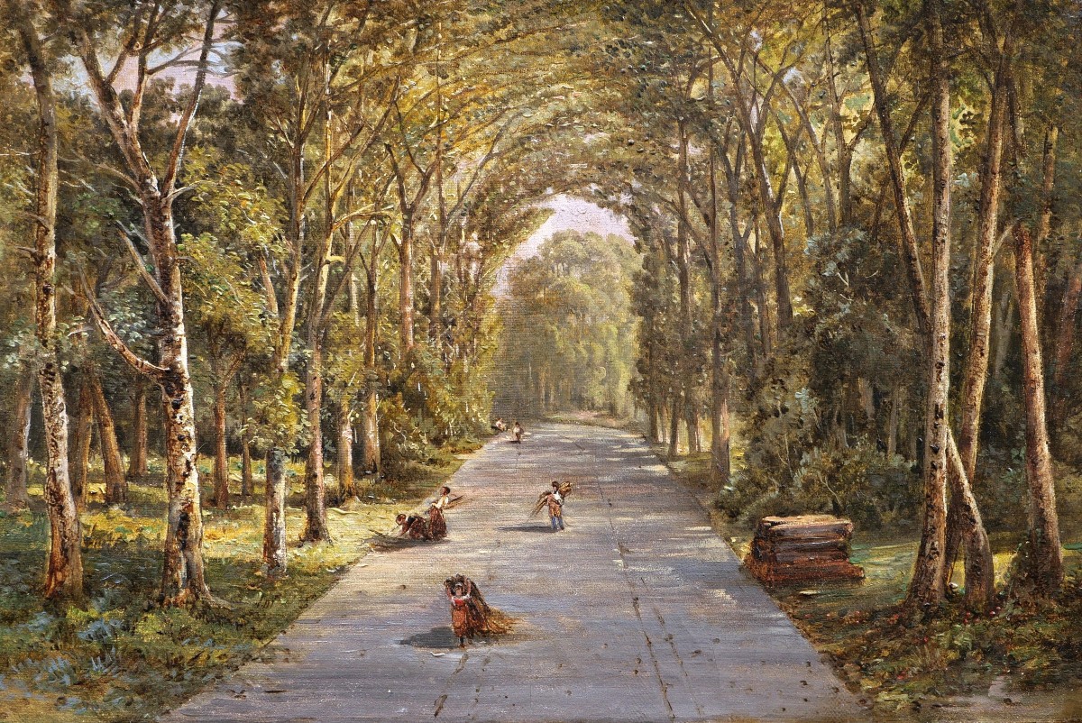 French School, First Half Of The 19th Century, Bundlers In A Wooded Alley