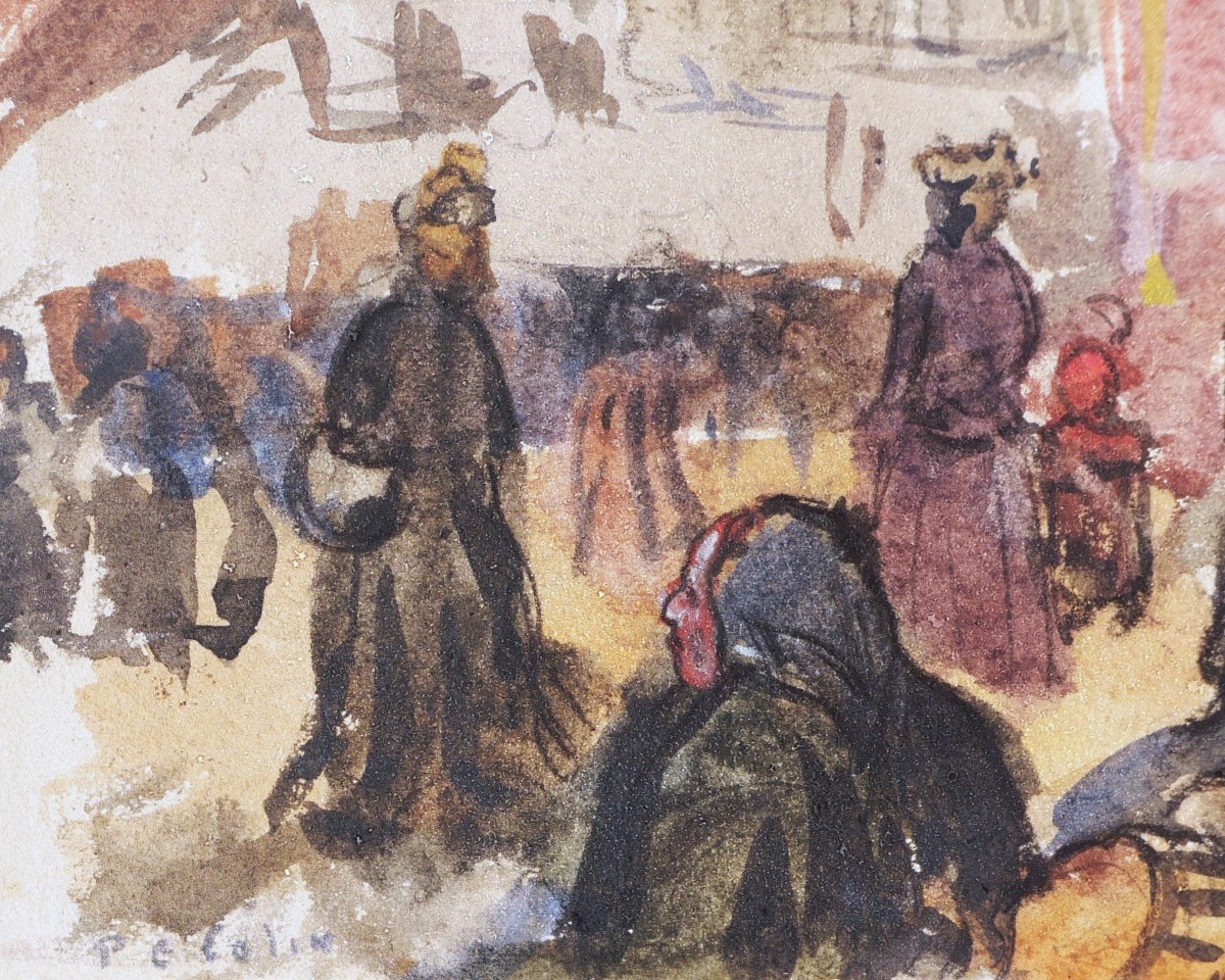 Paul-émile Colin, Market Scene In Brittany-photo-2