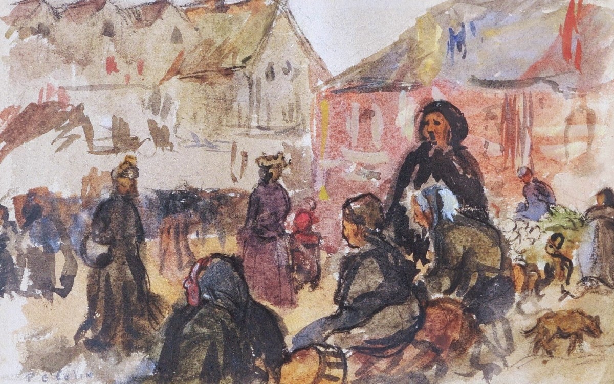 Paul-émile Colin, Market Scene In Brittany