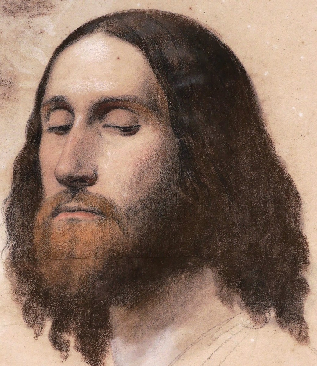Auguste-Barthélémy GLAIZE, Visage du Christ (préparatoire pour La Conversion de Madeleine)-photo-2