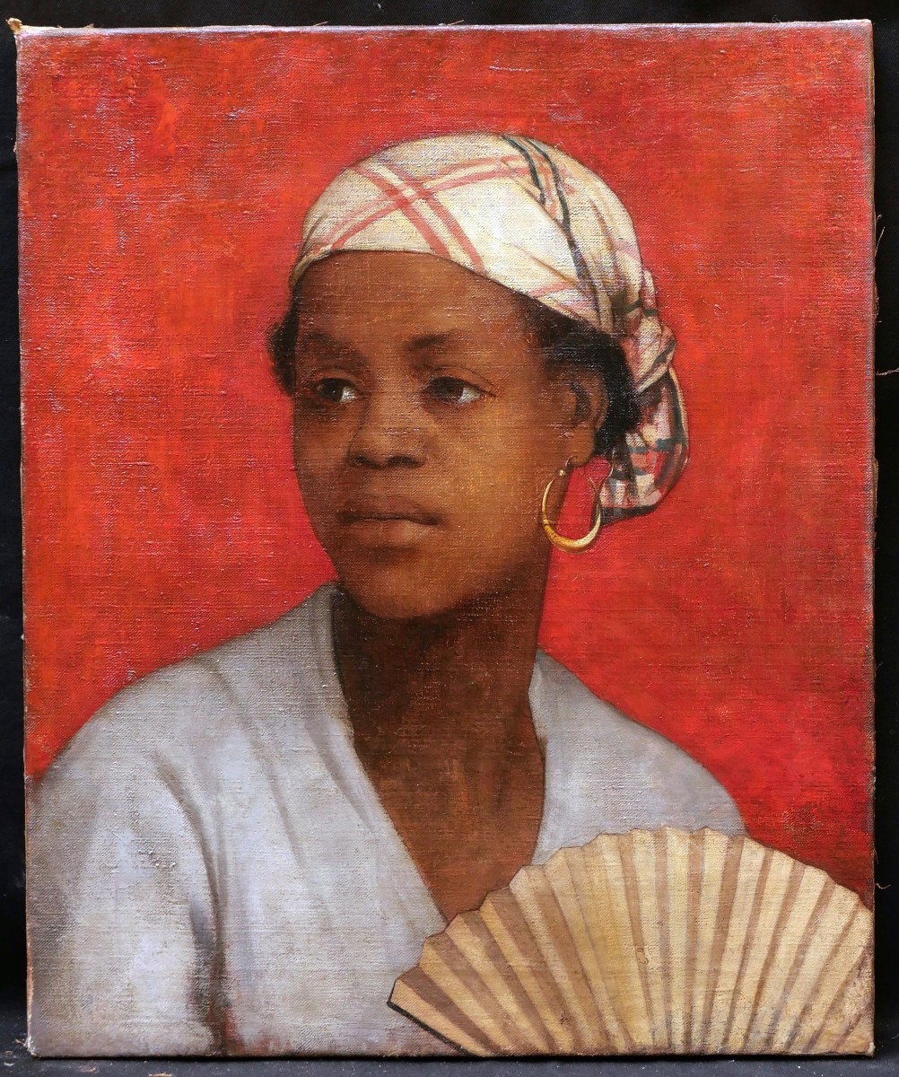 École FRANÇAISE du XIXème siècle, Portrait de femme des Antilles-photo-4