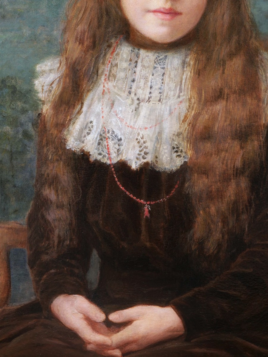 Georges Victor Claude, Portrait Of A Little Red-haired Girl With A Coral Necklace-photo-3