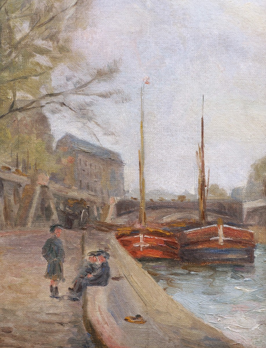 French School, Early 20th Century, Schoolchildren On The Banks Of The Seine-photo-2