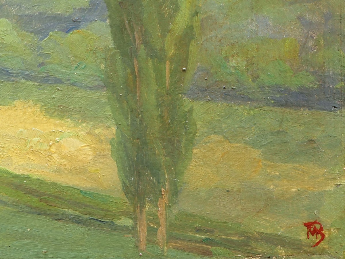 Attribué à Marcel BACH, Deux paysages : paysage montagneux et paysage de campagne (double face)-photo-3
