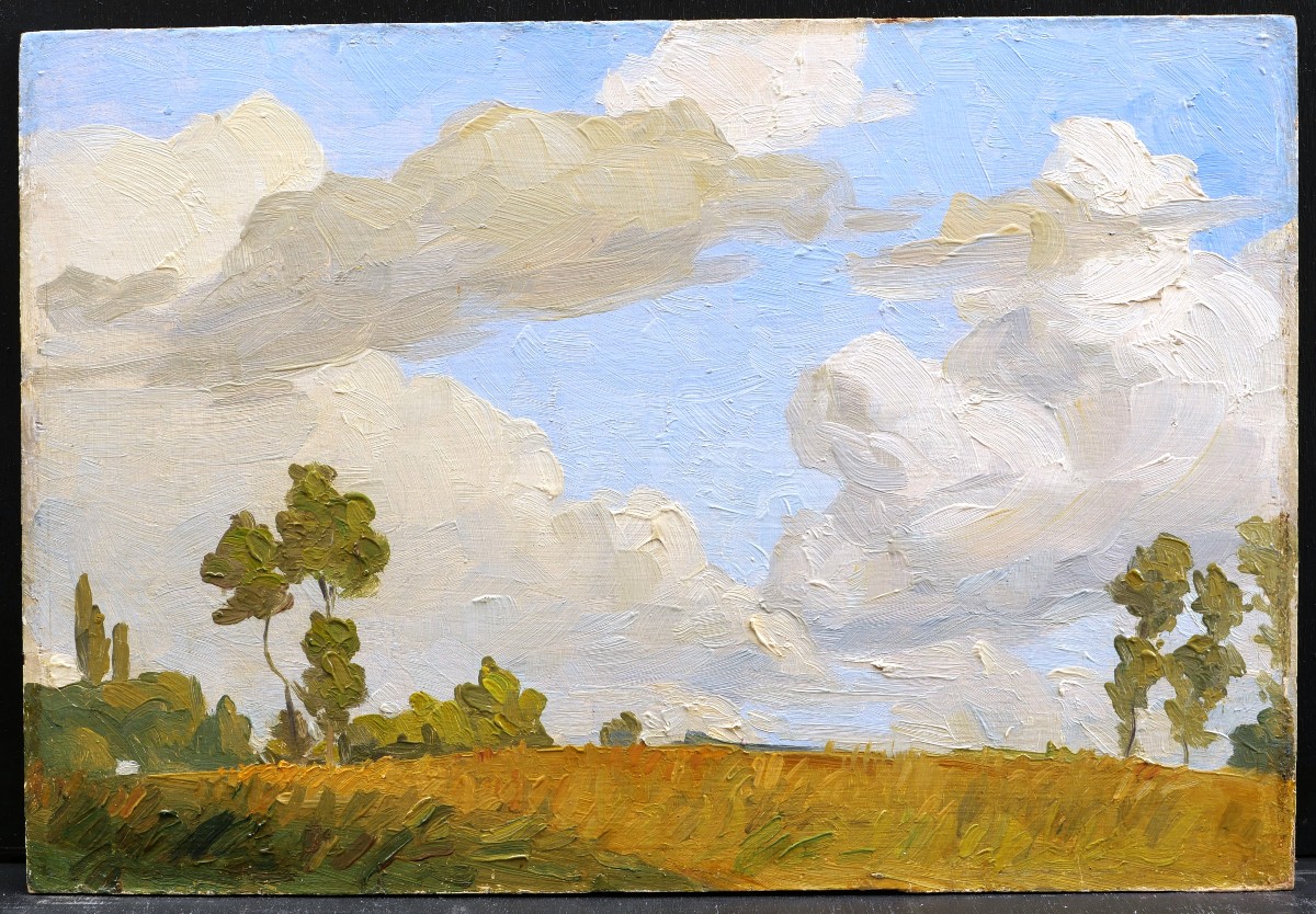 Attribué à Marcel BACH, Deux paysages : paysage montagneux et paysage de campagne (double face)-photo-2
