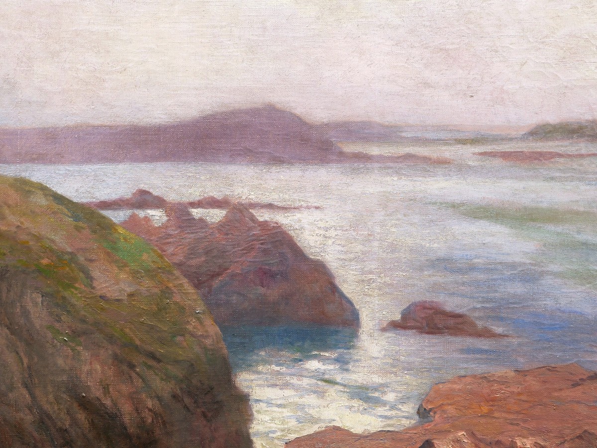 Henri Victor Joseph THIÉBAULT, Côte rocheuse en Bretagne, peut-être à Belle-Île-photo-2