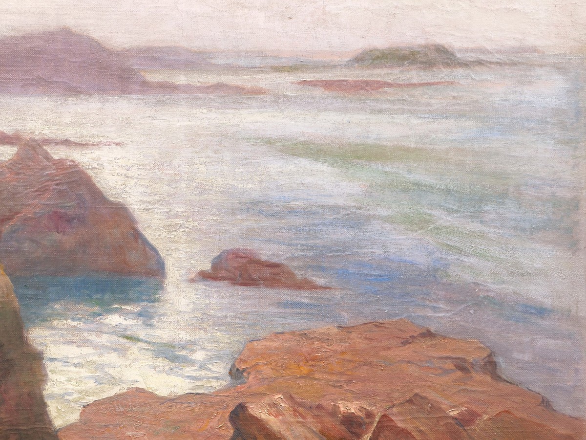 Henri Victor Joseph THIÉBAULT, Côte rocheuse en Bretagne, peut-être à Belle-Île-photo-3