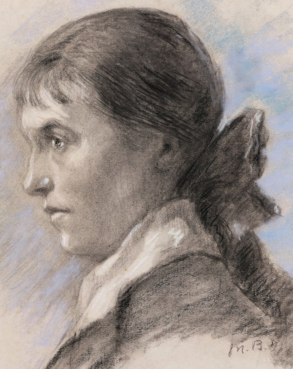 Attributed To Marie Bashkirtseff, Portrait Of A Woman In Profile-photo-2