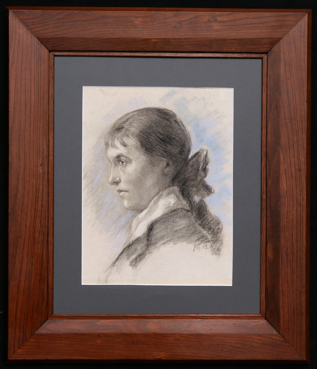 Attributed To Marie Bashkirtseff, Portrait Of A Woman In Profile-photo-4