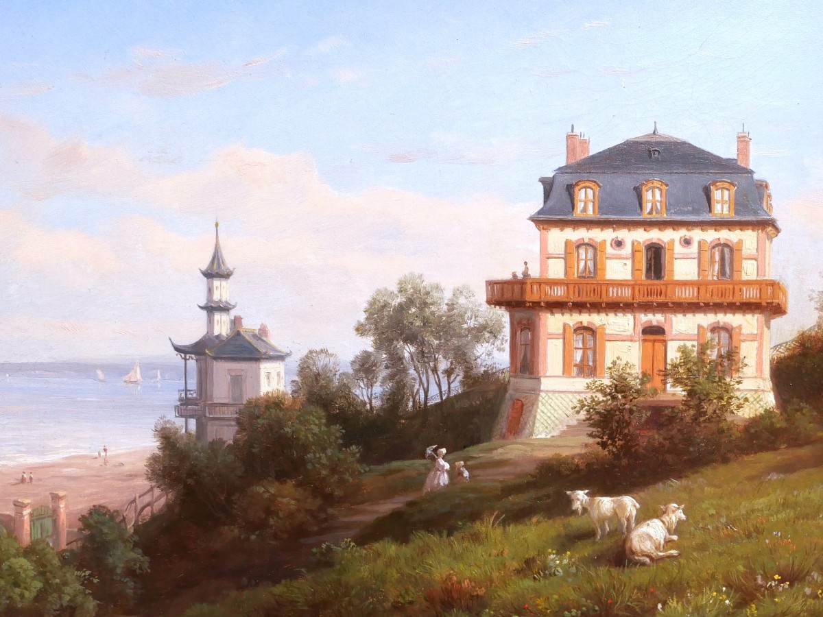 François Antoine Léon FLEURY, Vue animée sur les hauteurs de Trouville-photo-2