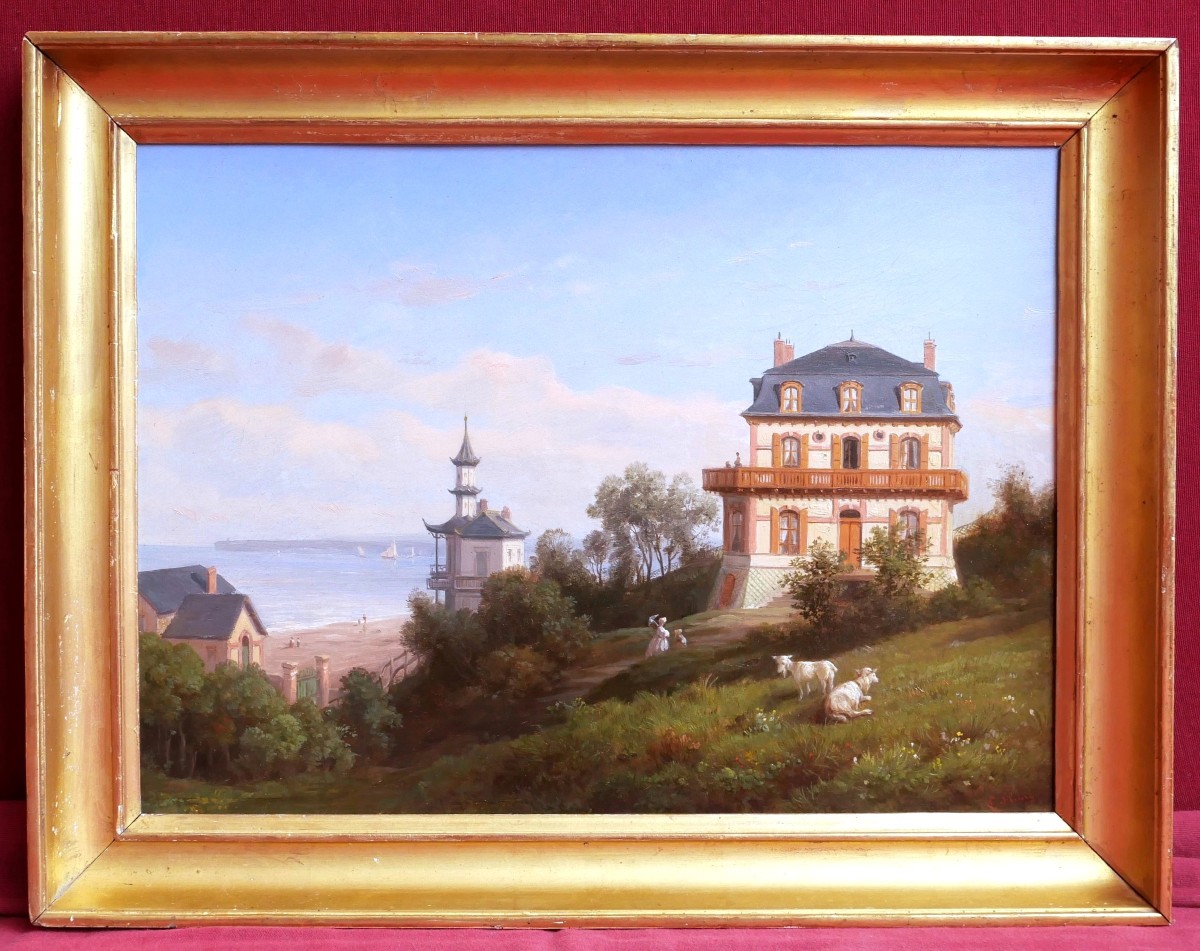 François Antoine Léon FLEURY, Vue animée sur les hauteurs de Trouville-photo-4