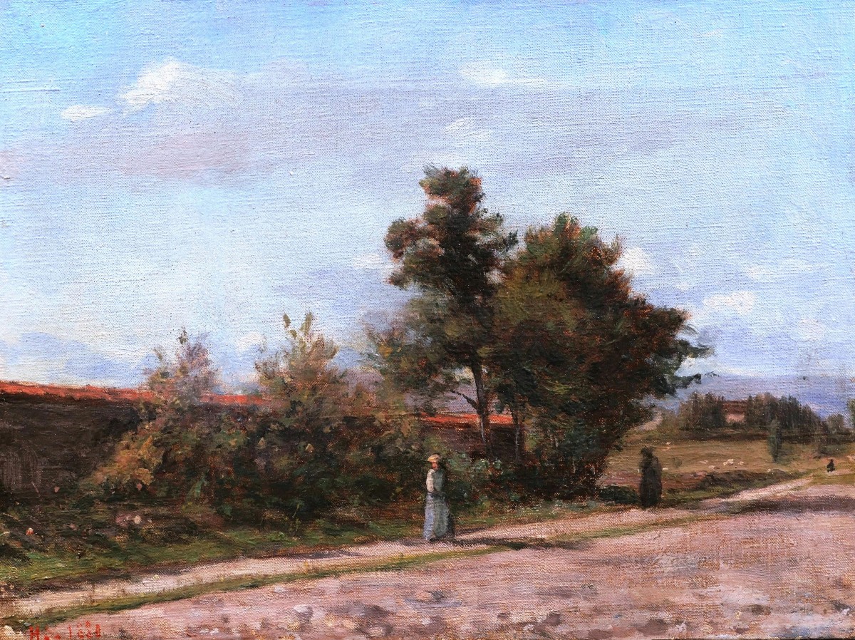 French School In 1880, Women On A Country Path