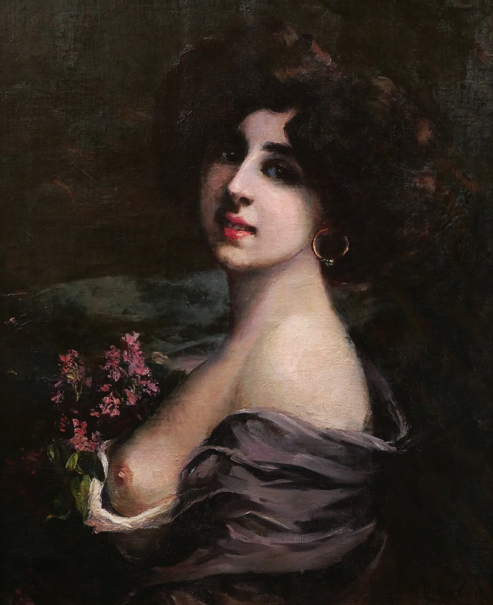 Aranka ou Aurelia DELLA CORTE SZVATEK, Portrait de jeune femme au sein dénudé