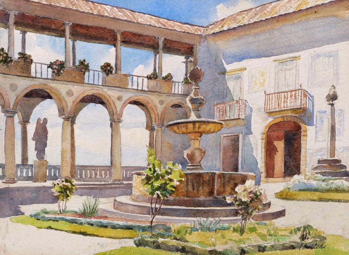 Joseph BERTHELOT, Baron de BAYE, Vue du Musée Machado de Castro à Coimbra au Portugal