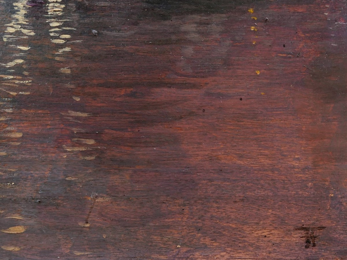 Attribué à Fernand HOUGET, Vue nocturne de l'Île de San Giorgio Maggiore à Venise-photo-3