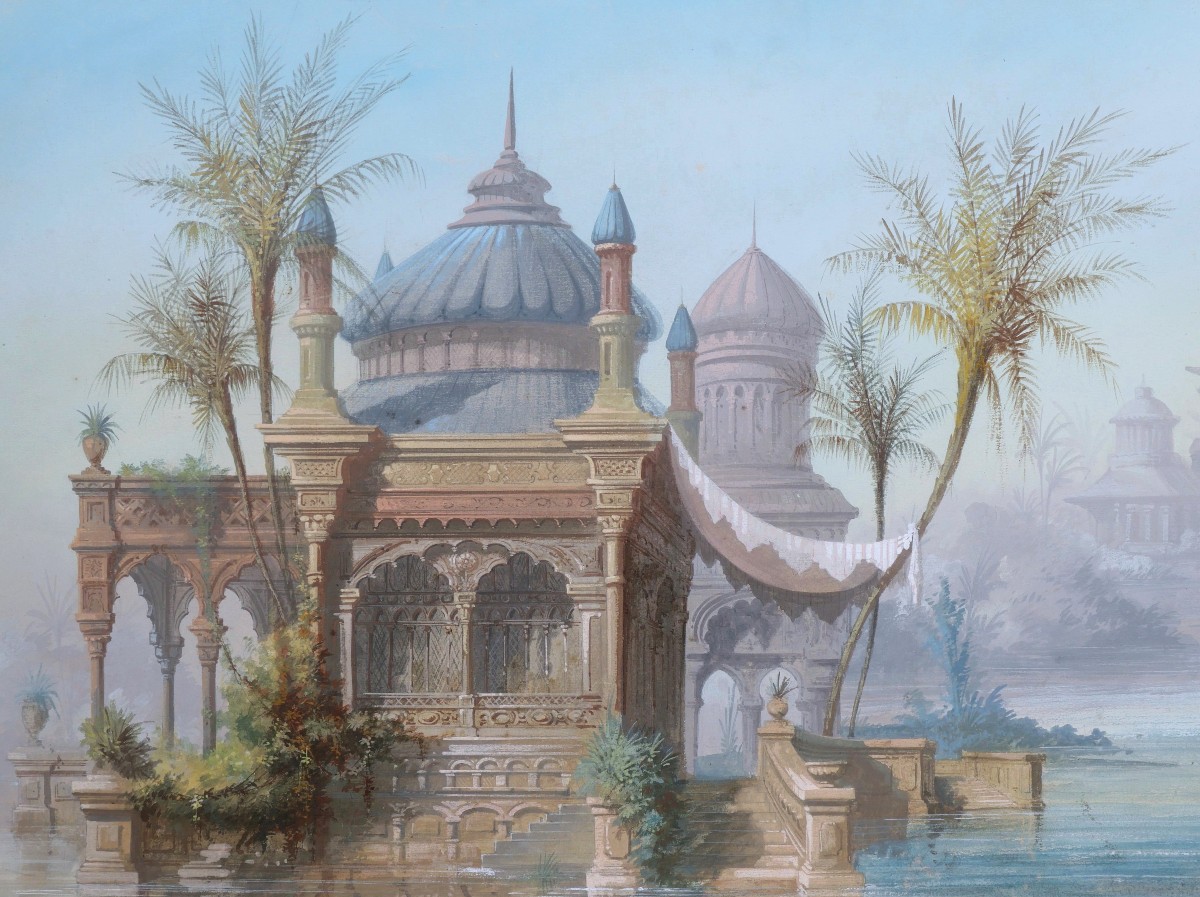 19th-century Italian School, Oriental Palace On The Water-photo-2