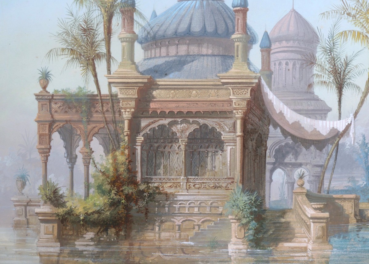 19th-century Italian School, Oriental Palace On The Water-photo-3