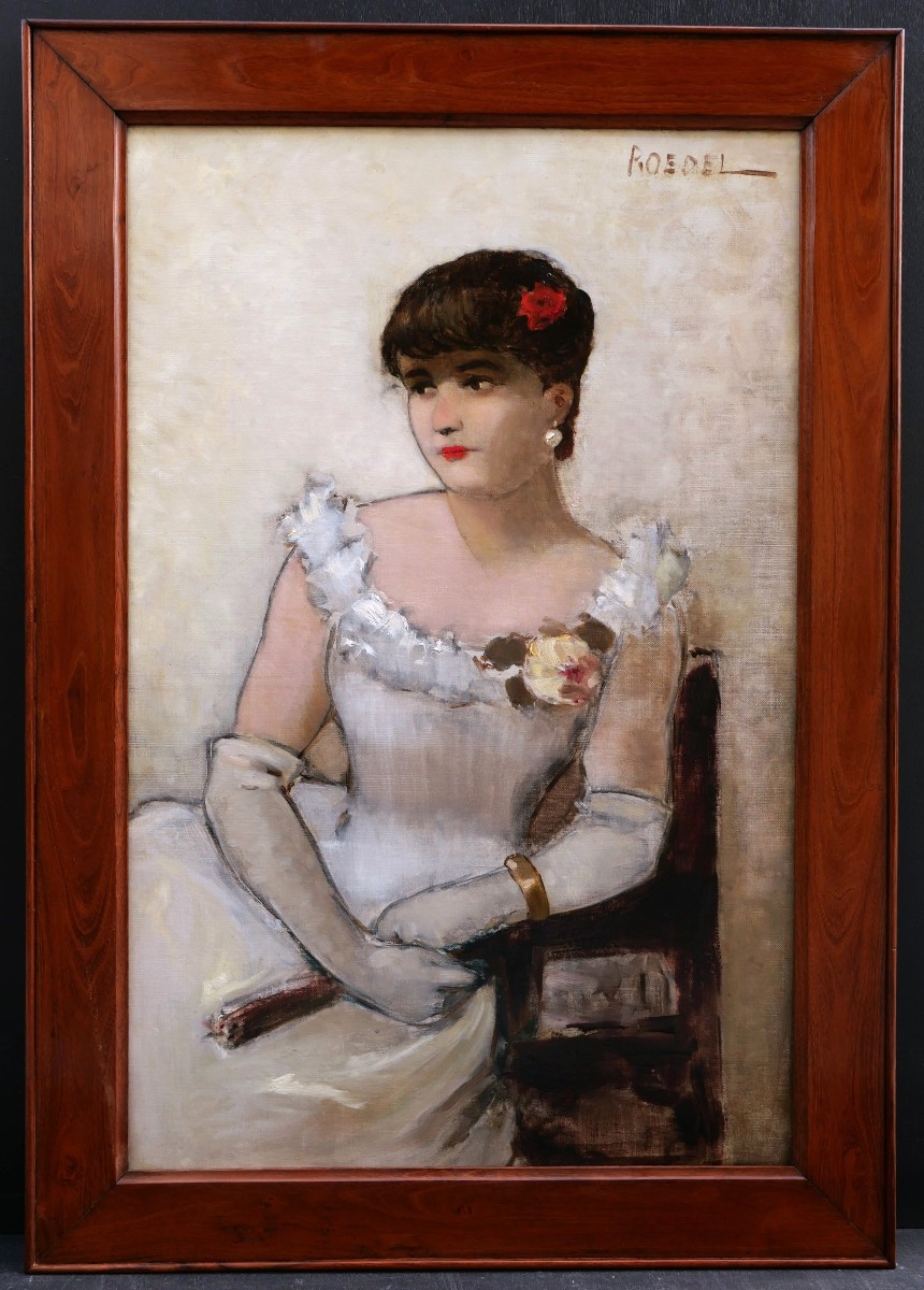 Eugène Jérôme Auguste ROEDEL, Élégante assise à l'éventail (La Goulue ?)-photo-1