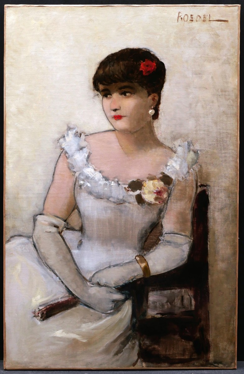 Eugène Jérôme Auguste ROEDEL, Élégante assise à l'éventail (La Goulue ?)-photo-4