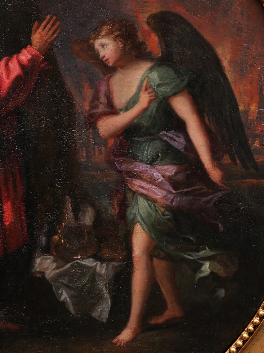 French School Late 17th Century, Lot And His Daughters Fleeing The Destruction Of Sodom-photo-4