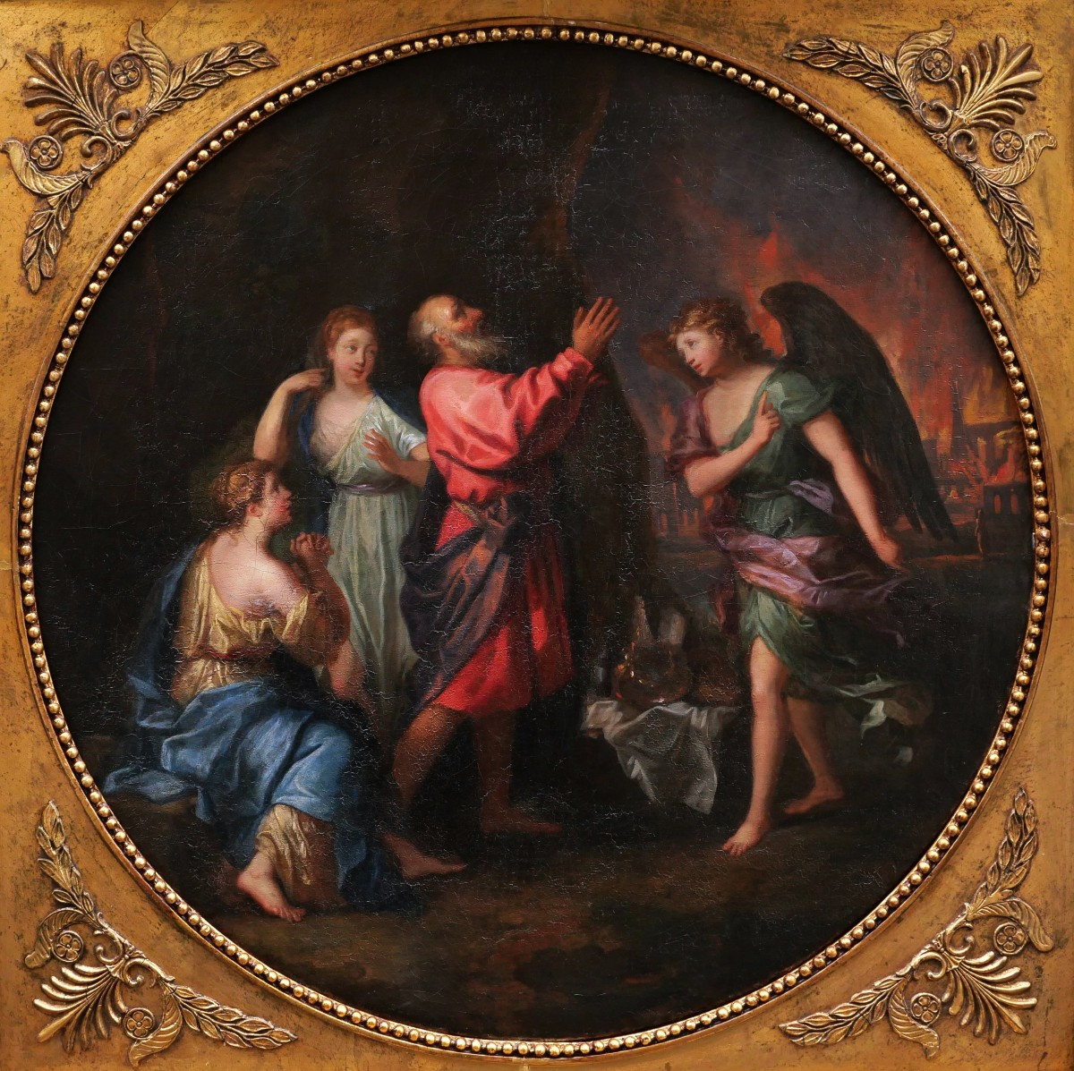 French School Late 17th Century, Lot And His Daughters Fleeing The Destruction Of Sodom
