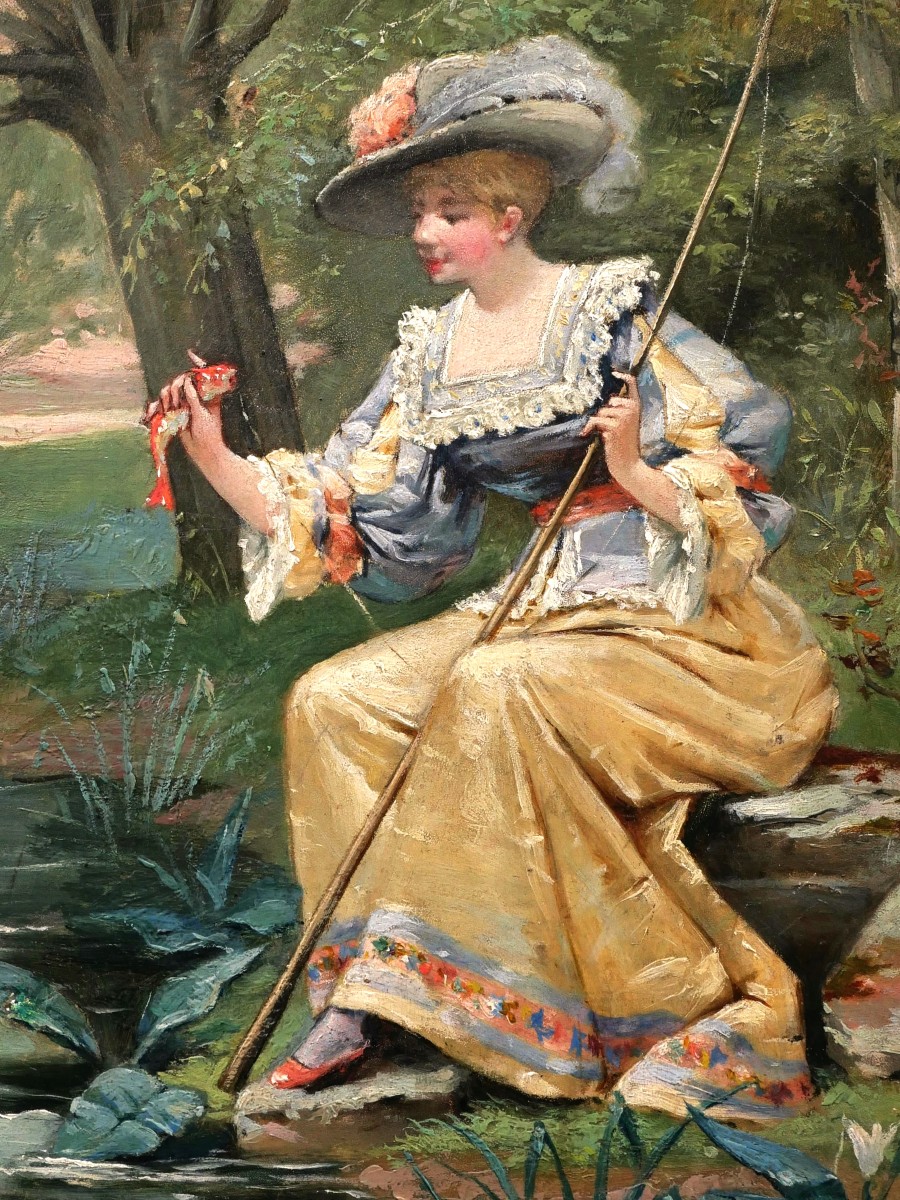 École FRANÇAISE fin XIXème siècle, La pêcheuse-photo-2
