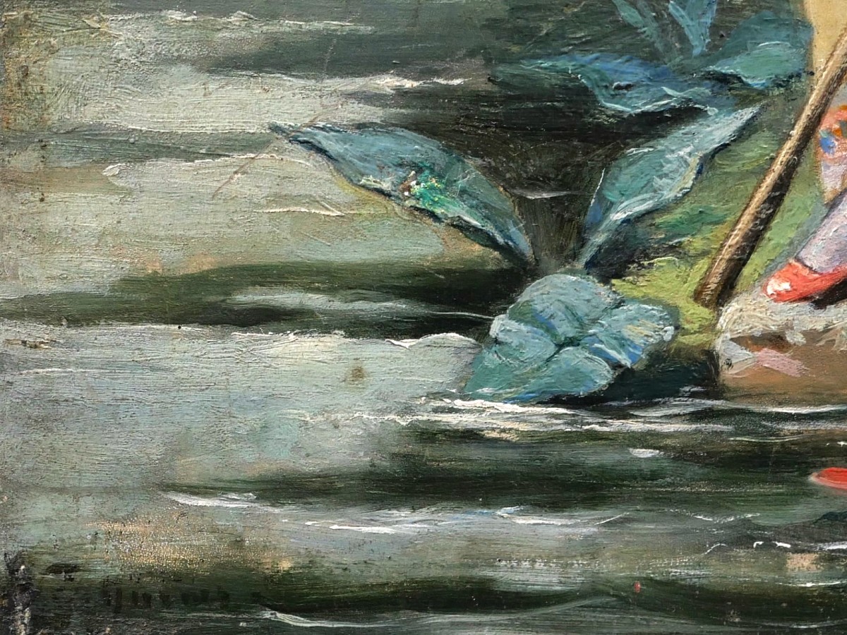 École FRANÇAISE fin XIXème siècle, La pêcheuse-photo-3