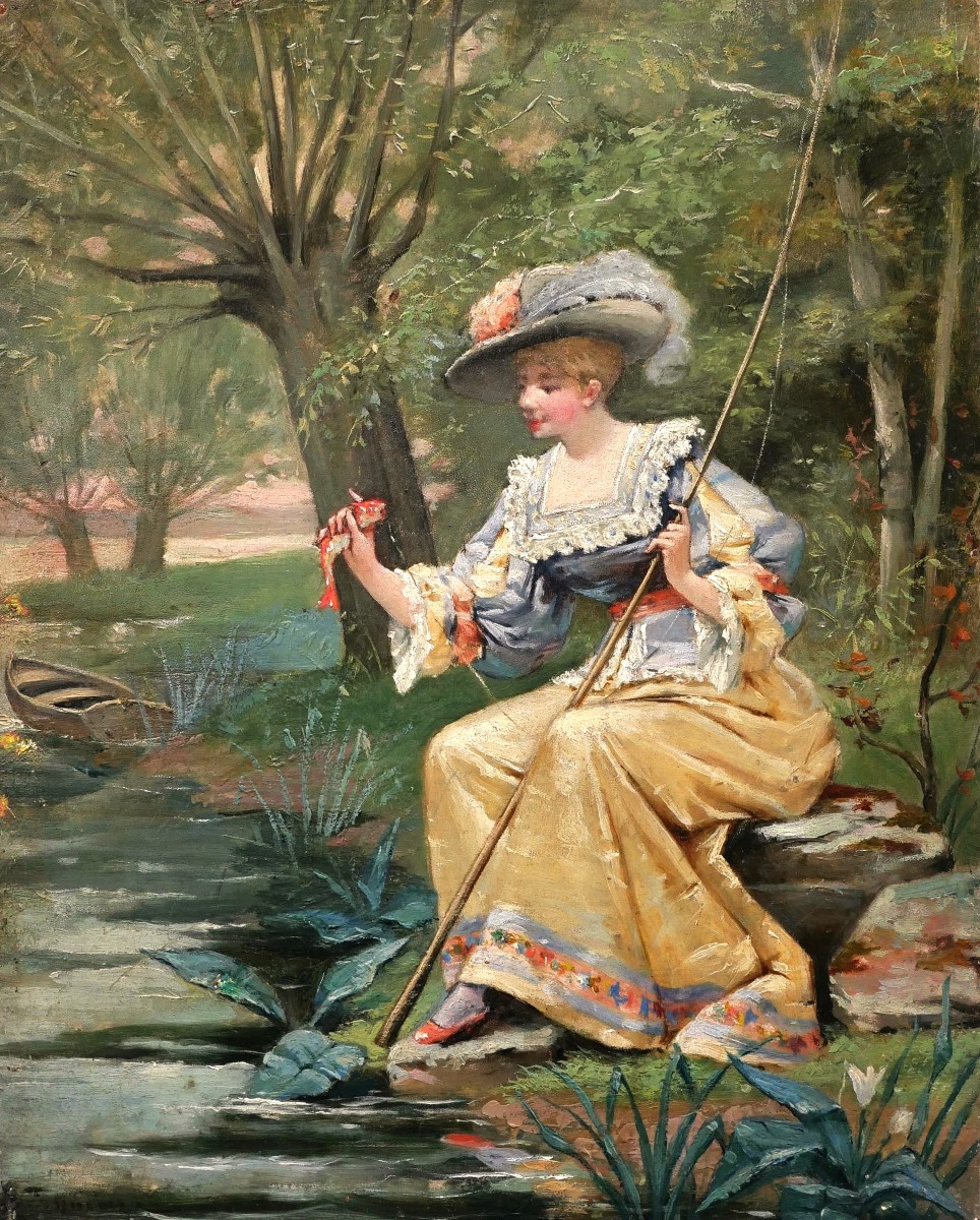 École FRANÇAISE fin XIXème siècle, La pêcheuse