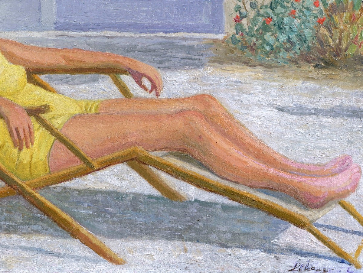 Pierre Delcour, Woman In A Swimsuit Lying In The Sun On A Deckchair, Provence-photo-3