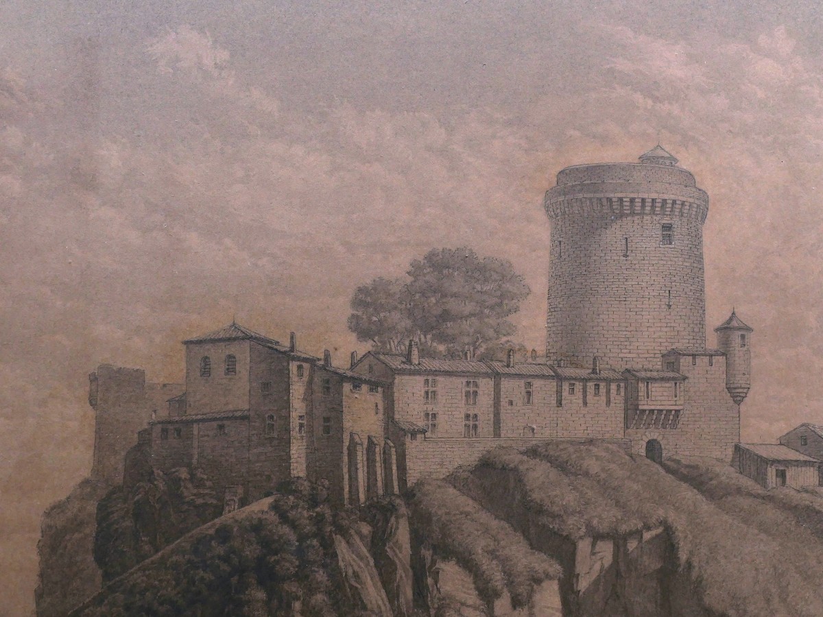 Joseph CERDON, Vue animée devant le Château de Pierre Scize à Lyon (TRES GRAND FORMAT)-photo-2