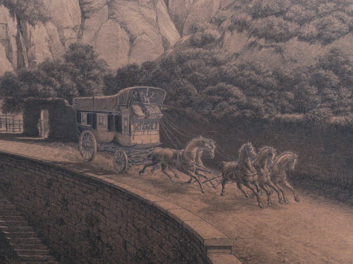 Joseph CERDON, Vue animée devant le Château de Pierre Scize à Lyon (TRES GRAND FORMAT)-photo-1