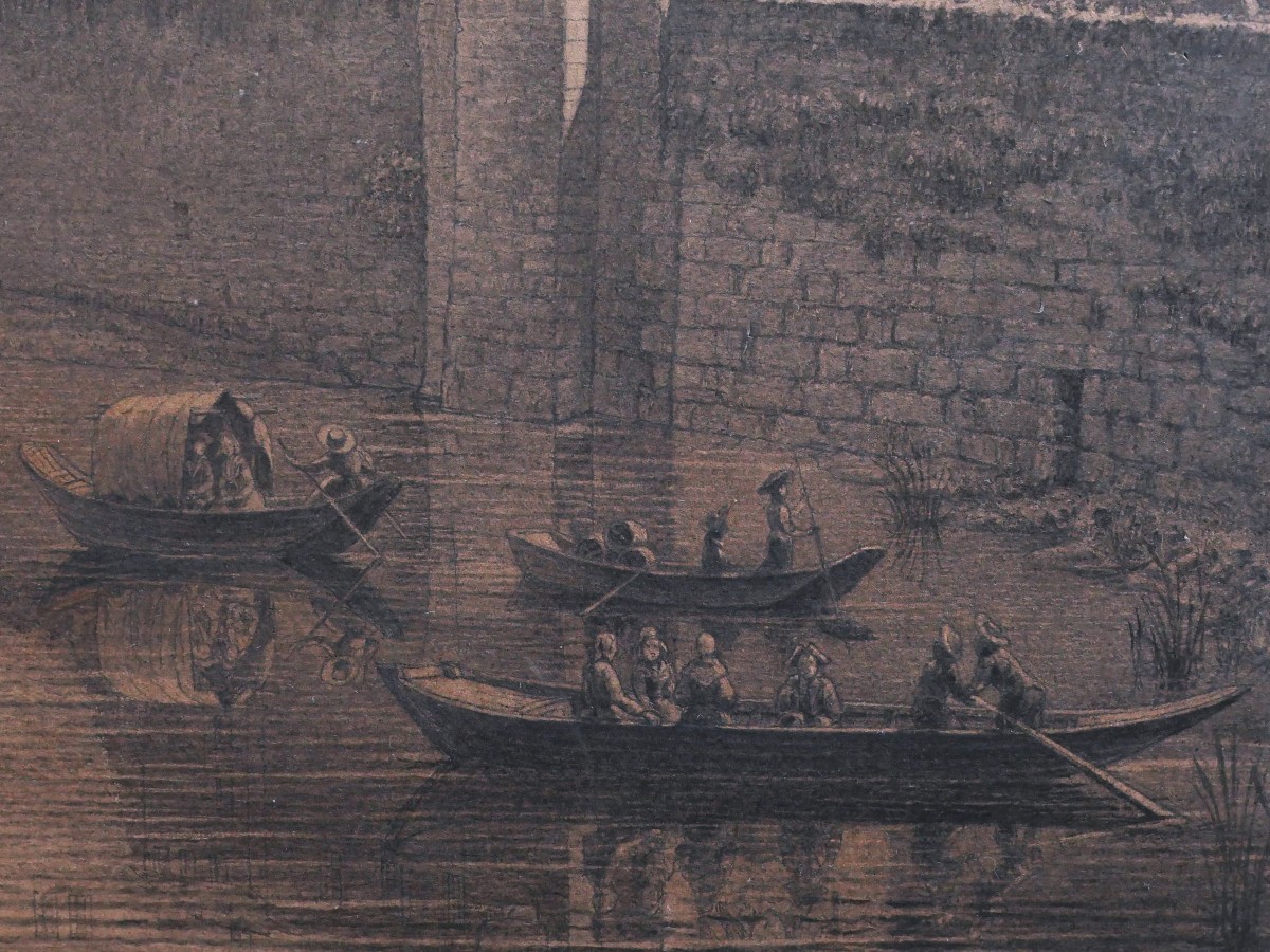 Joseph CERDON, Vue animée devant le Château de Pierre Scize à Lyon (TRES GRAND FORMAT)-photo-2